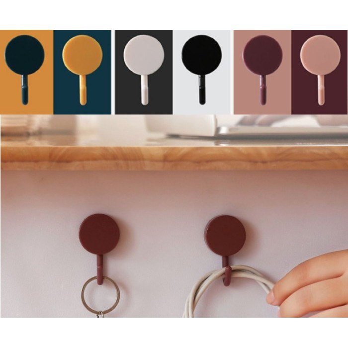 Hook Wall Gantungan Dinding Lem Rekat dan Kuat Bulat Polos Tempel Tembok Serbaguna Multifungsi Cod