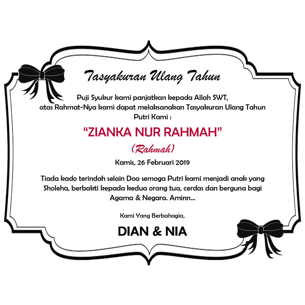 

KARTU SYUKURAN ULANG TAHUN PITA HITAM