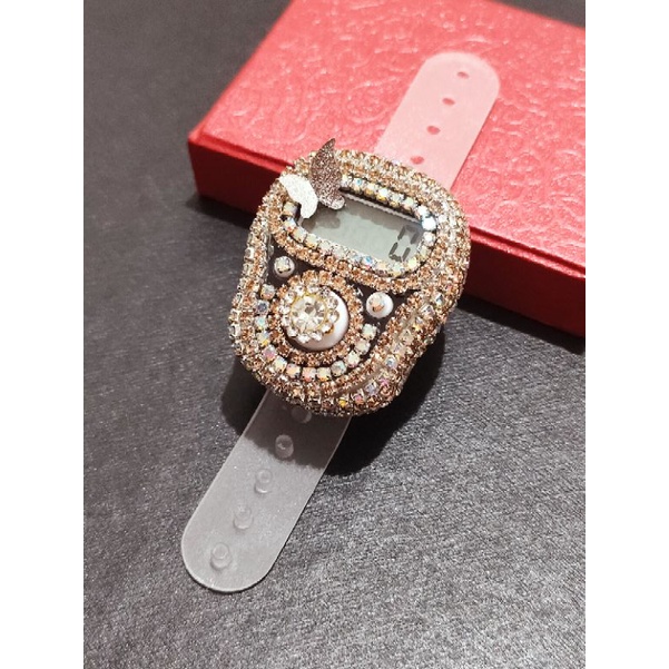 Tasbih Digital Diamond Hias LED Light Gold (free box + buku dzikir)