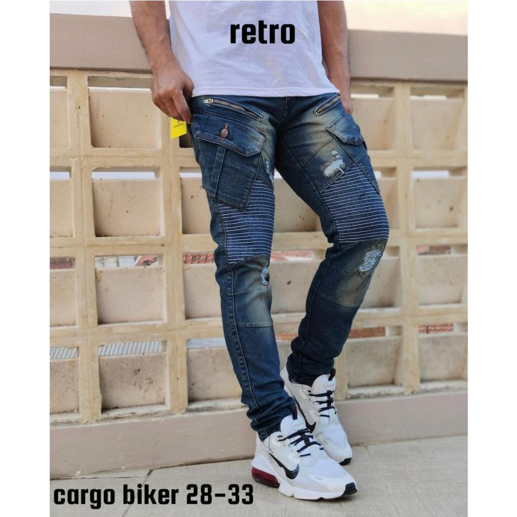 GEVAR Celana Jeans Cargo Bikers Pria Jeans Premium