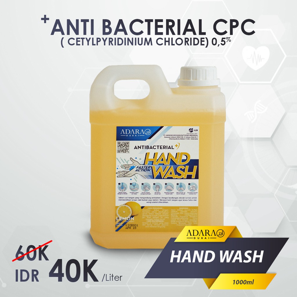 

ADARA - Antibacterial Hand Wash Rose/Lemon/Aloevera 1000ml