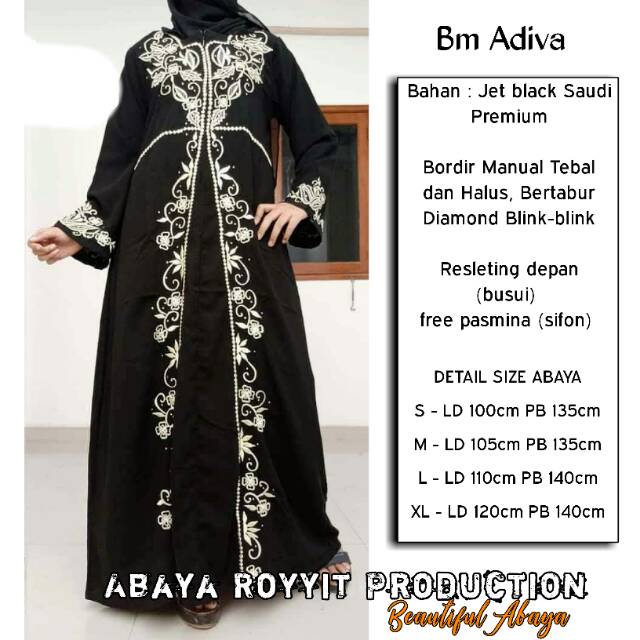New Abaya Gamis Jubah Maxi Dress Arab Saudi Bordir Zephy Turki Umroh Dubai Turkey India Wanita Hitam