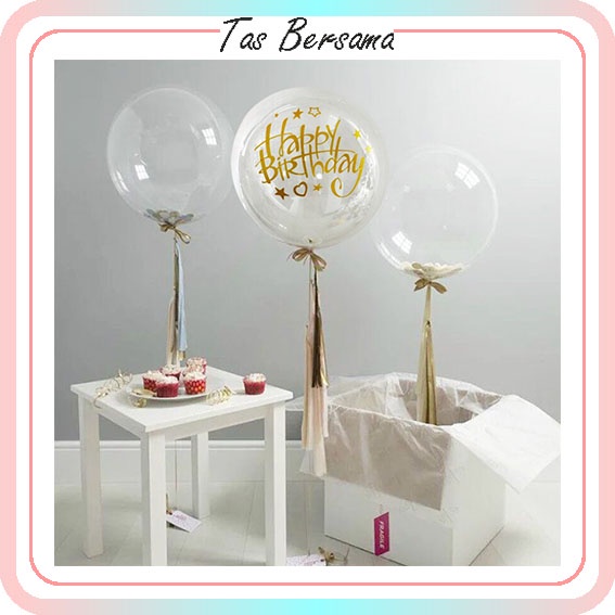 Balon Plastik BoboTransparan Putih / Balon Dekorasi / Balon Hati KB41