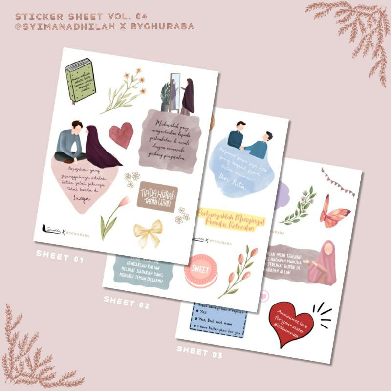 Sticker Sheet Quotes Islami Byghuraba vol. 04