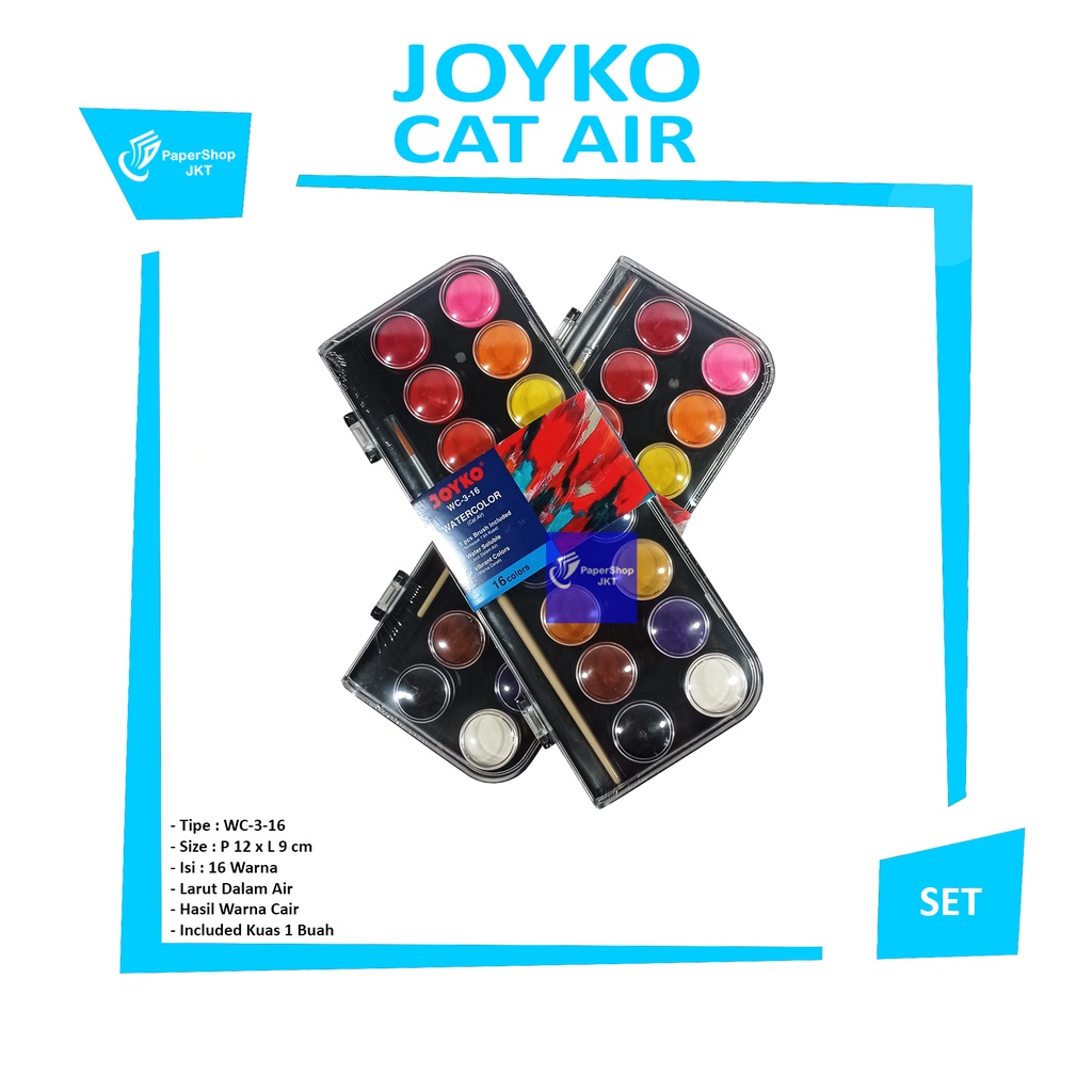 

JOYKO - Watercolor Set Cat Air WC-3 Isi 16 Warna - WC-3-16 - PALLETE