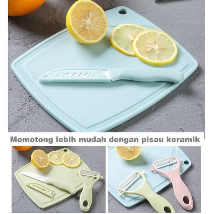 Pisau Keramik 3in1 / Pisau Talenan Peeler 3 pcs Talenan Pisau Set / Talenan Knife and Peeler / Pisau Potong Talenan Pisau Kupas