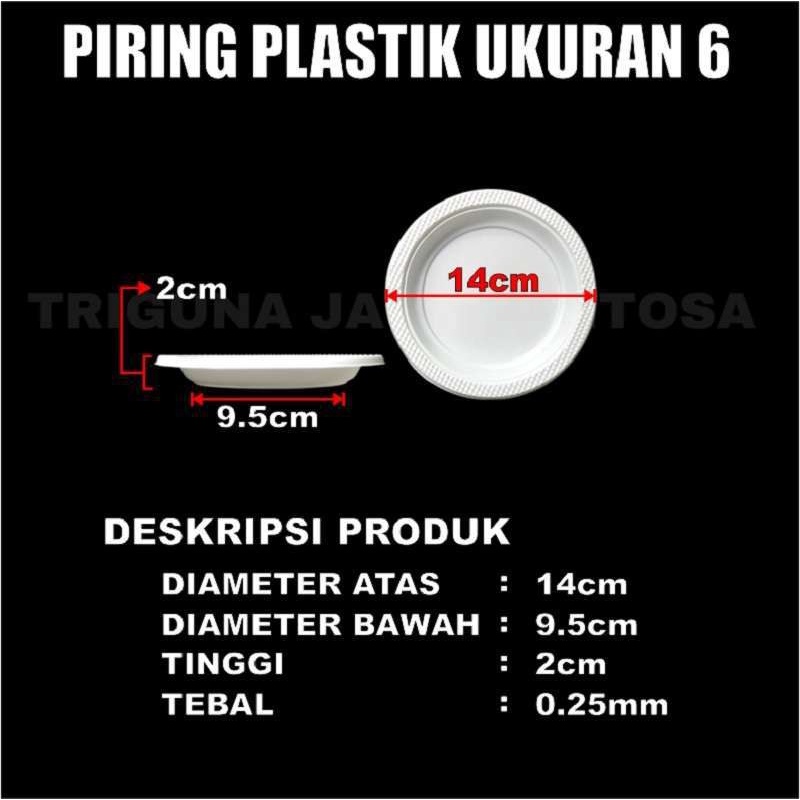 Piring Plastik P6 uk 6 kecil atau P7 uk 7 sedang atau Piring P9 uk 9 Besar u Makan Per Pack Piring Sekali Pakai SBY