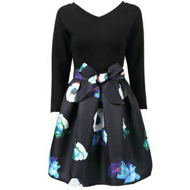 Dress wanita lengan panjang model two piece import dress korea