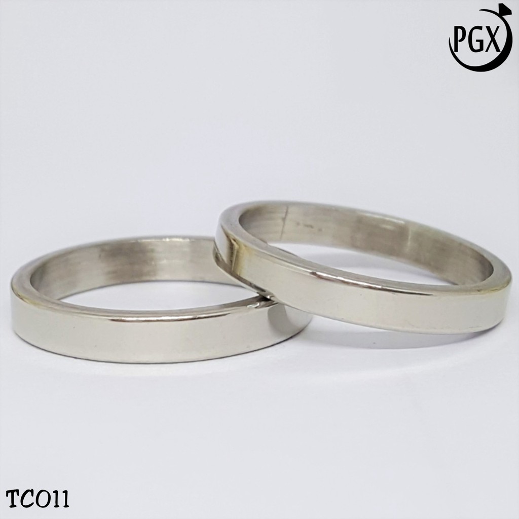 PGX Cincin Titanium Couple Silver Aksesoris Fashion Perhiasan Anti Karat - TC011