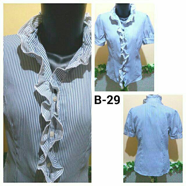 AA031 - Atasan blus blouse rempel ruffle salur kancing busui