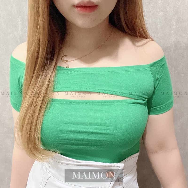 Off Shoulder Cut Out Front Top | Baju Sabrina Atasan Wanita Korean Fashion | Maimon Grosir