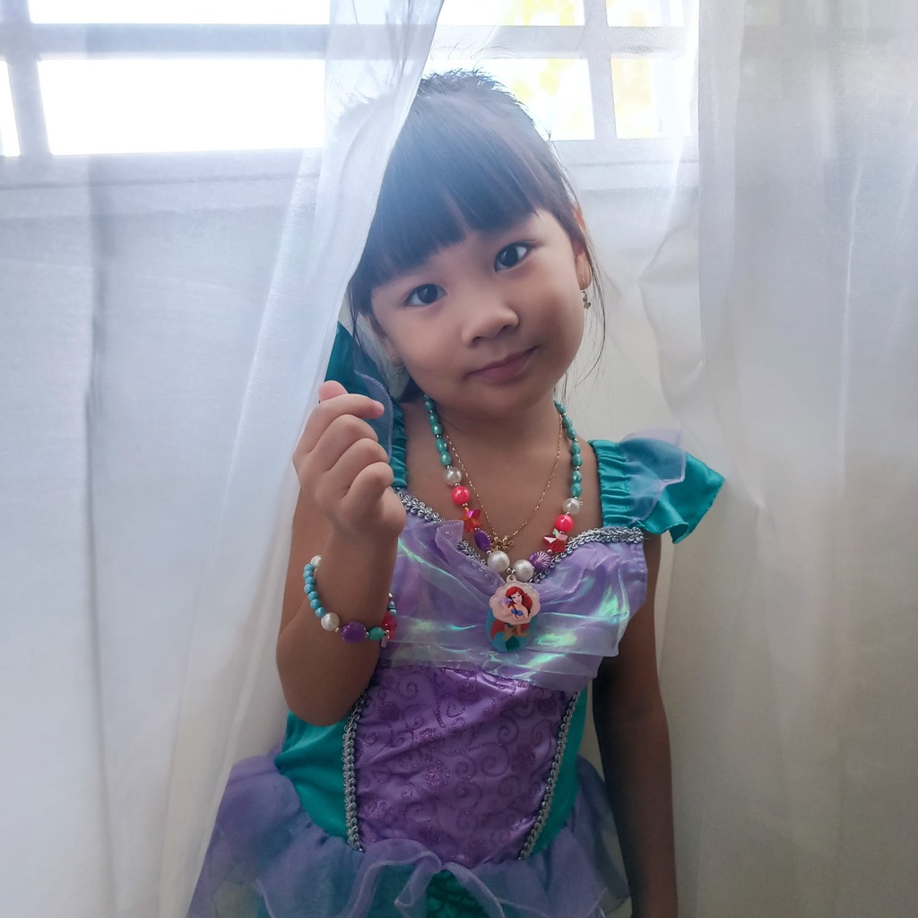 [ORGM] Aksesoris Anak Kalung dan Gelang Manik Bling Bling Set Elsa dan Ariel