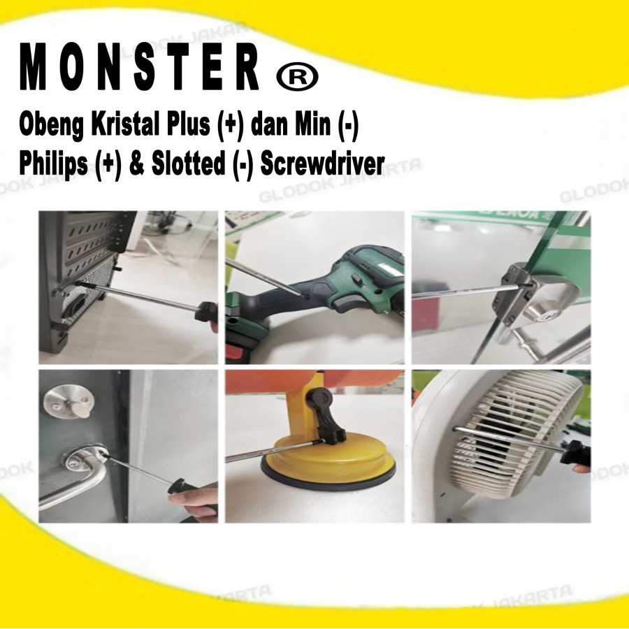 Obeng Plus Min Magnet Kristal Philips Screwdriver MONSTER