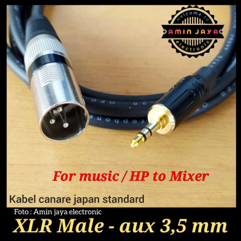 Jack audio 3,5 to xlr canon male / kabel hp ke mixer