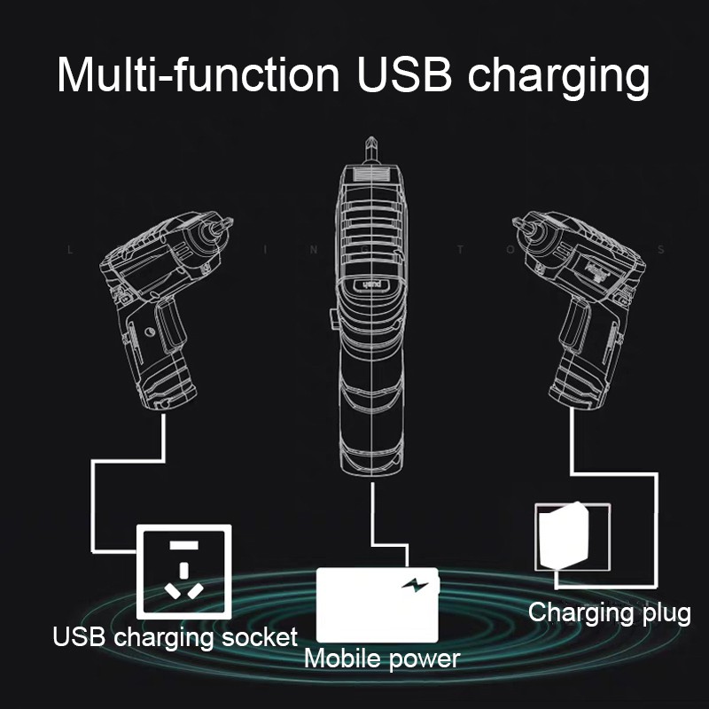 Bonkyo Cordless Drill Set 2pcs 3.6V Mesin Bor Obeng Kunci Pas Electrik