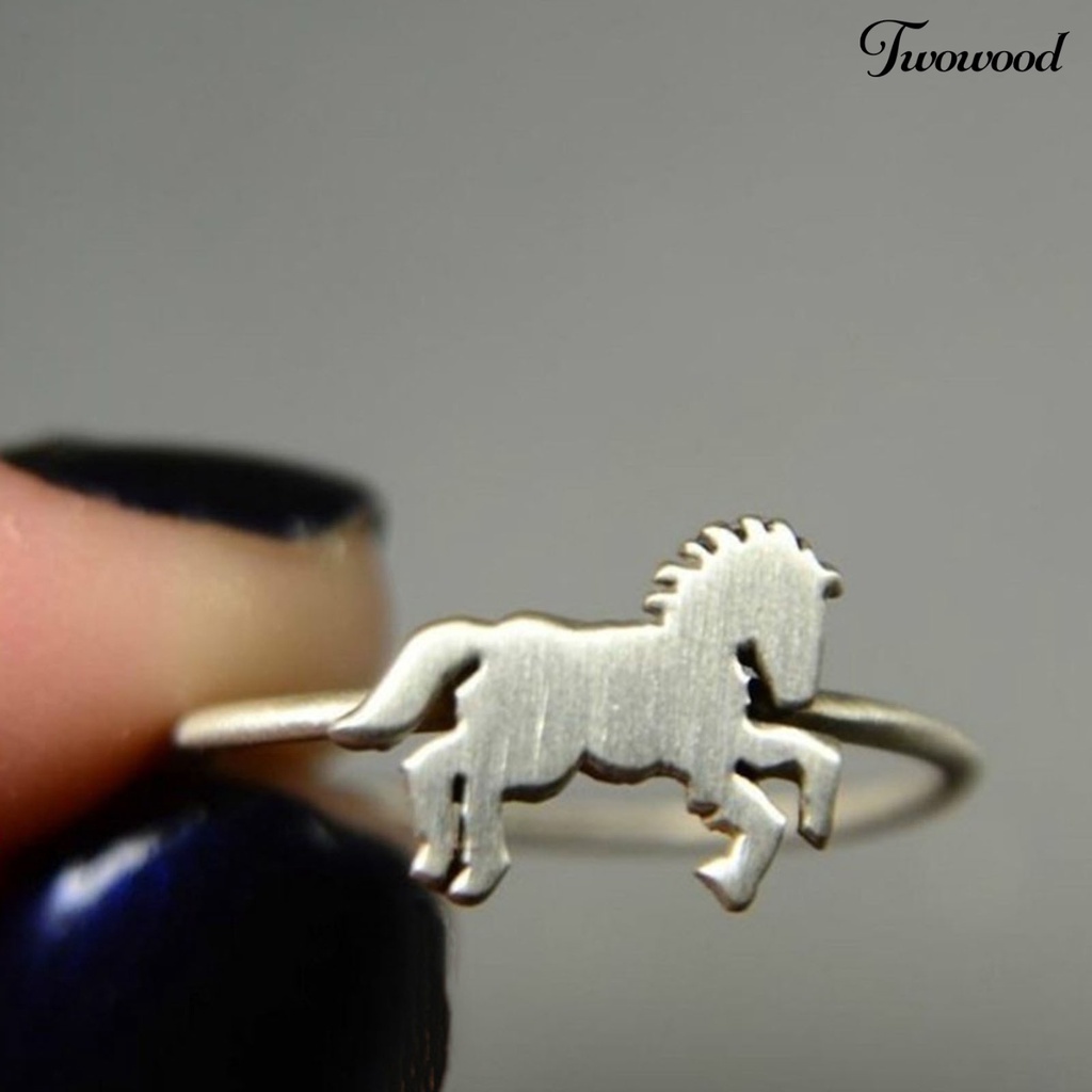 Twowood Finger Ring Horse Shape Exquisite Men All Match Fine Workmanship Ring Birthday Gift