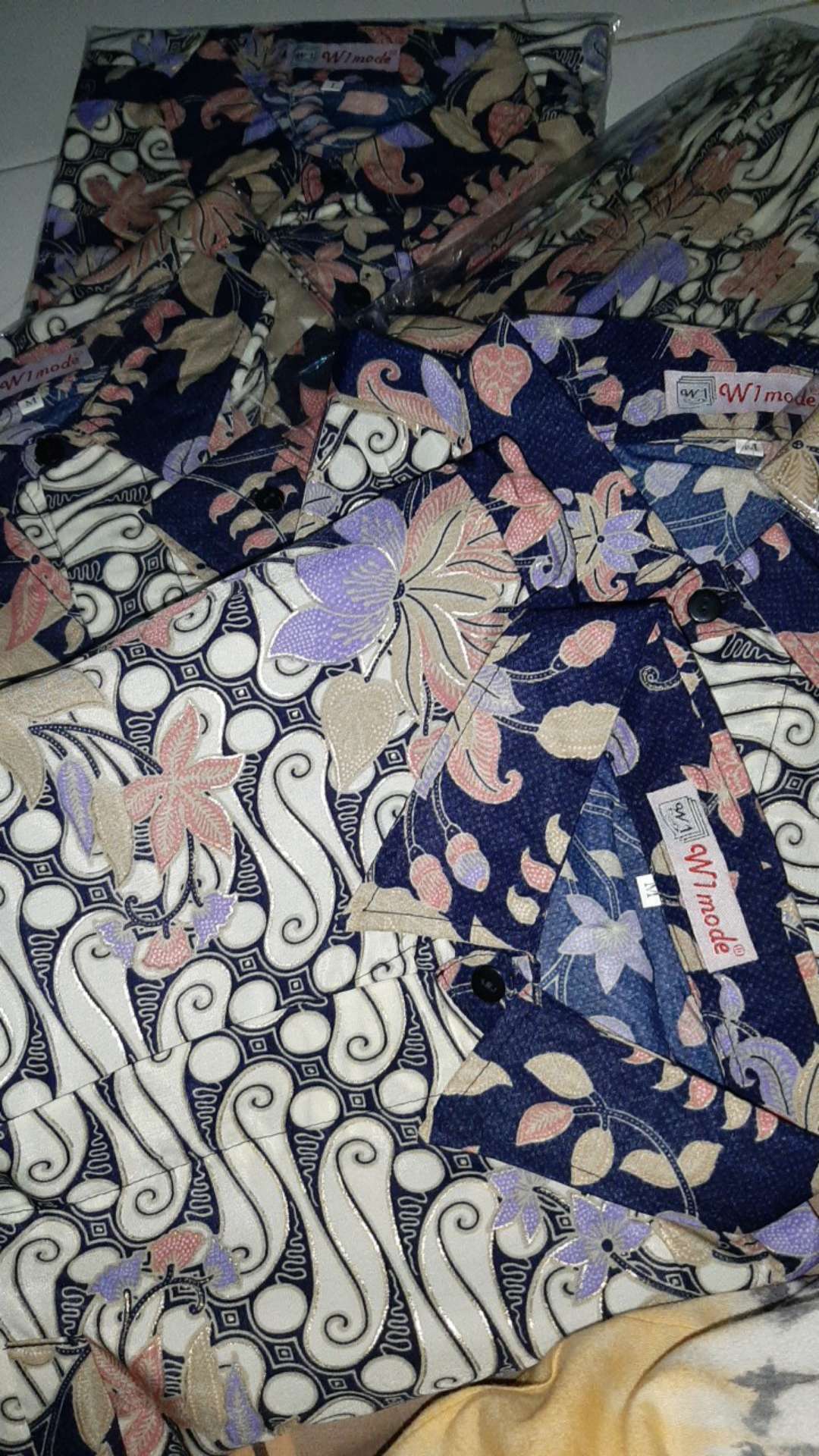 Kemeja Anak Batik Bougenvil Navy