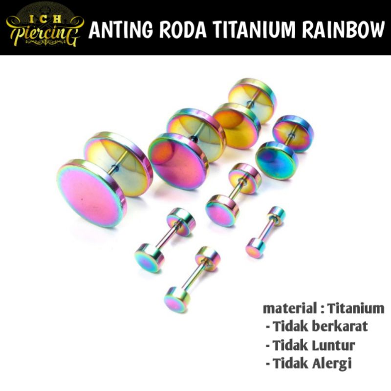 IP-CH Anting Roda Titanium Rainbow / Anting Roda Anti karat  Stainless steel