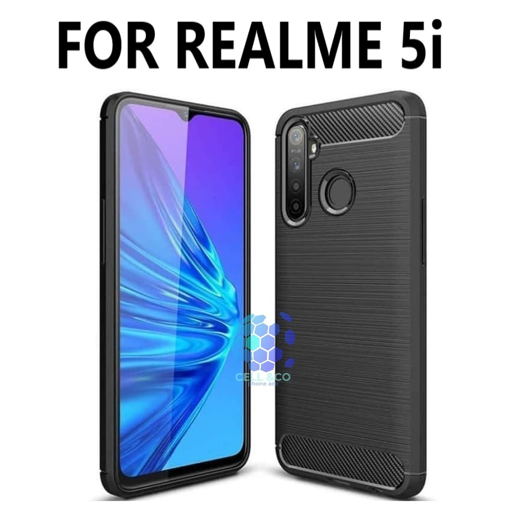 CASE CARBON REALME 5i casing hp silikon softcase case premium carbon cover