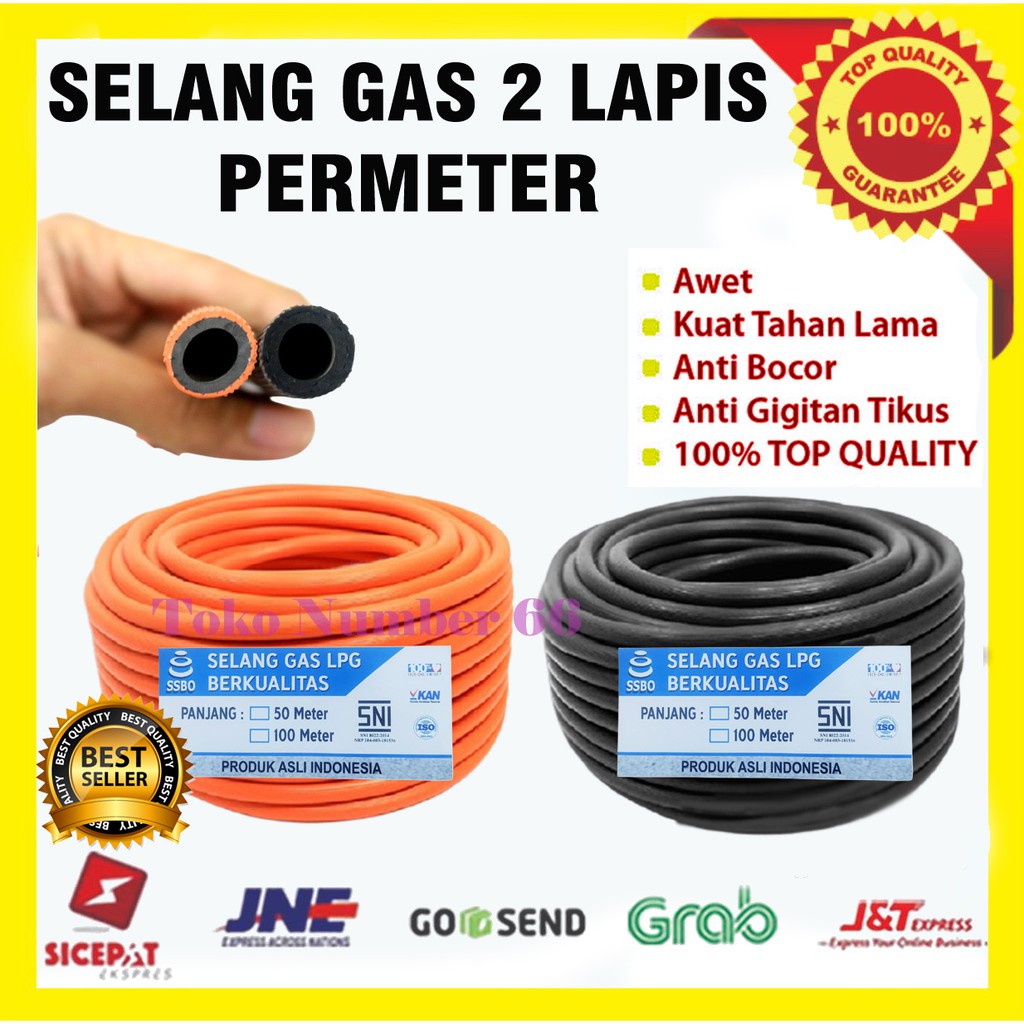 SELANG GAS 2 LAPIS PERMETER STANDAR SNI MURAH / SELANG KOMPOR GAS 2