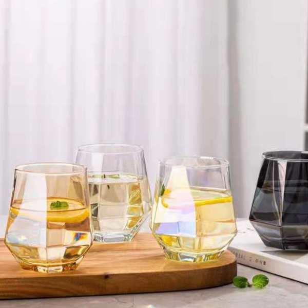 Gelas Hexagonal Diamond Crystal Glass kaca Cangkir Unik gelas whiskey teh kopi home cafe vlog korea mojito cocktail dessert MK1226-1