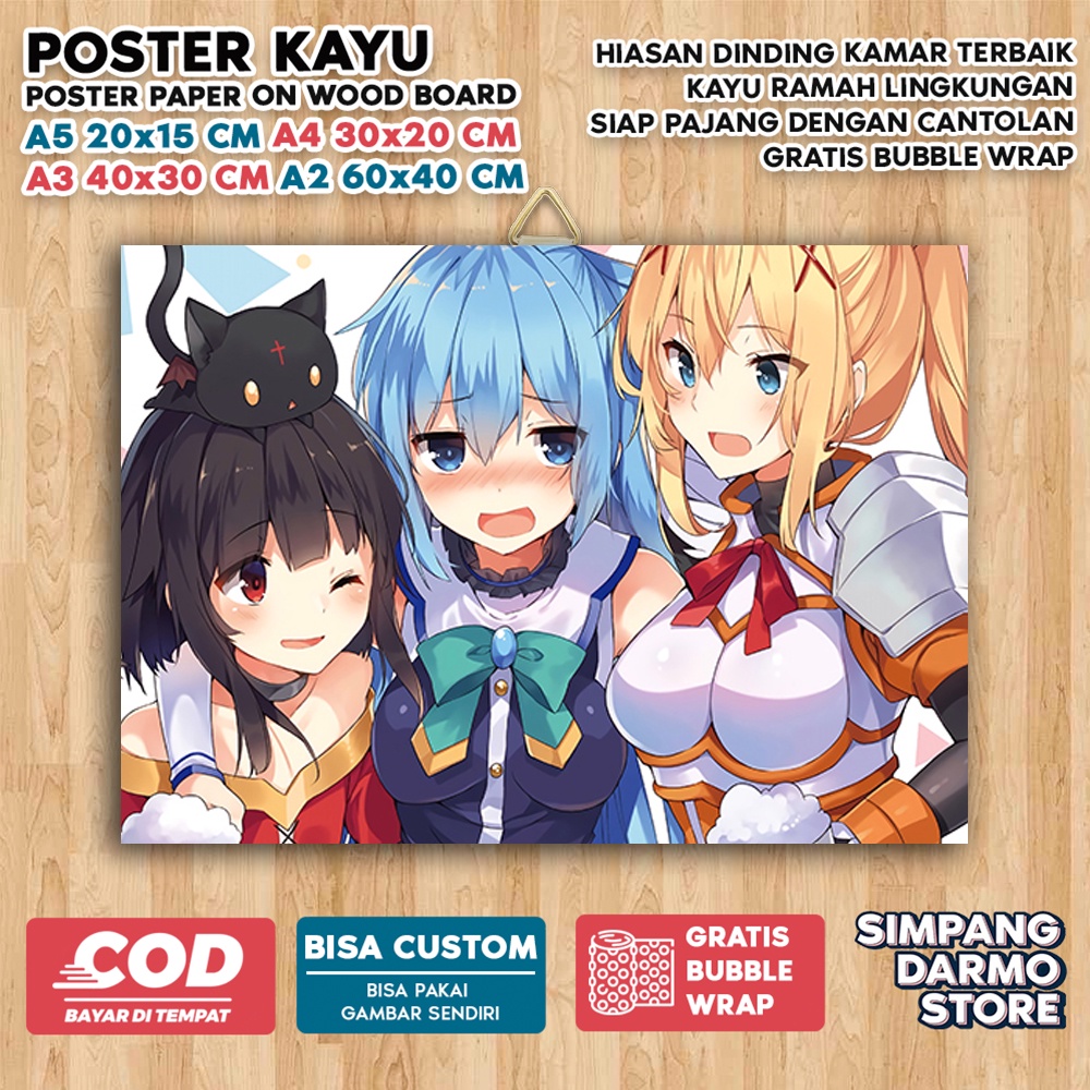 Jual Poster Kayu Konosuba Cute Aestehic Tema Anime Isekai Wibu Waifu