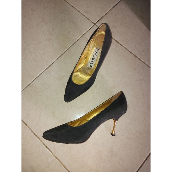[Preloved] HIGH HEELS HITAM WANITA MERK ESCADA ORI REAL BRANDED 100%