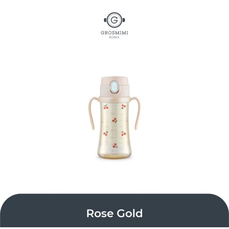 Grosmimi PPSU Cherrish Weighted Straw Cup 300 ml - Botol Minum Bayi &amp; Anak