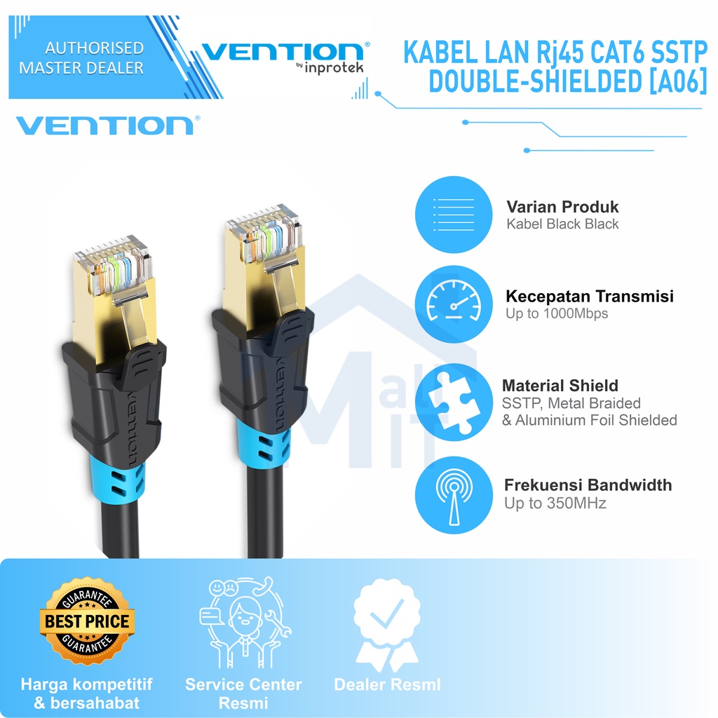 ( Bisa Cod ) Vention Kabel LAN RJ45 Cat6 Cat 6 SFTP Outdoor Shielded 1Gbps A06