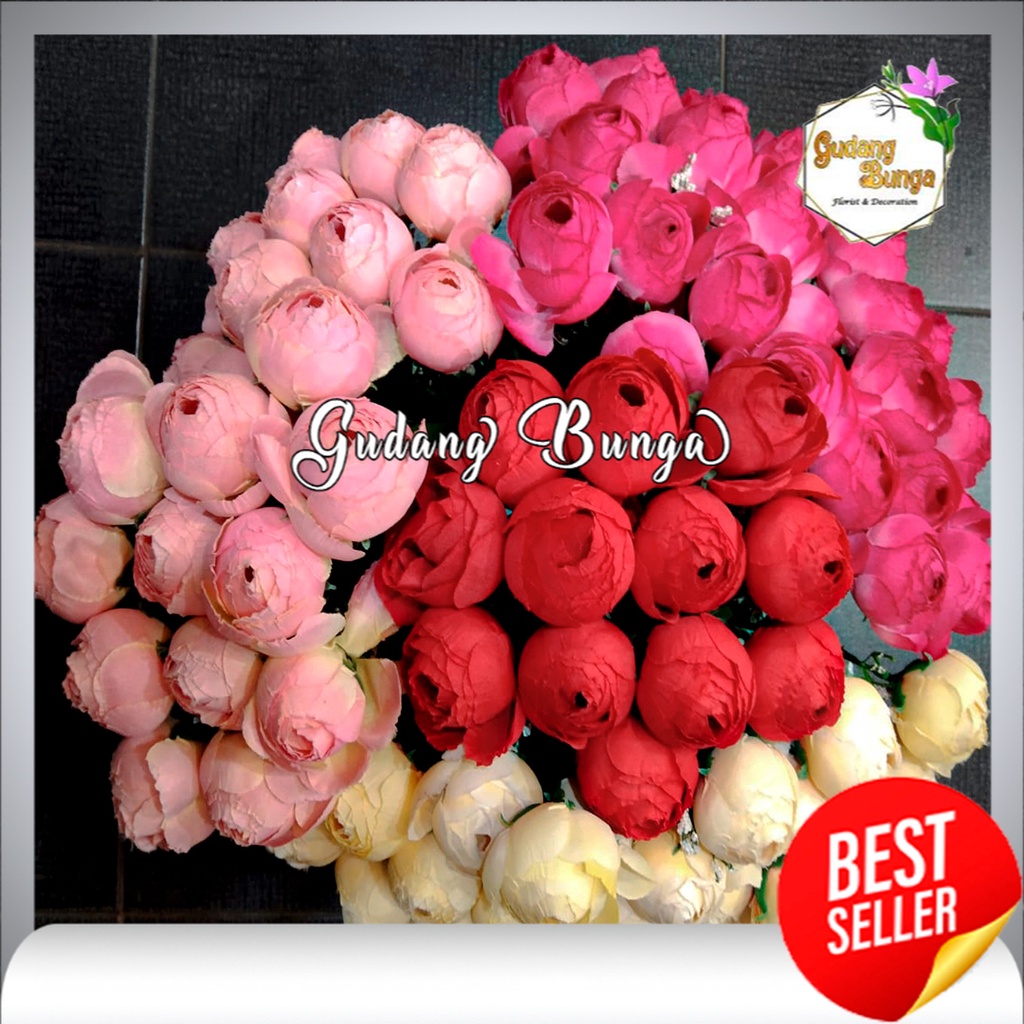 Bunga Plastik Mawar Bola  - Bunga Plastik Import Artificial Home Decor Hiasan Premium