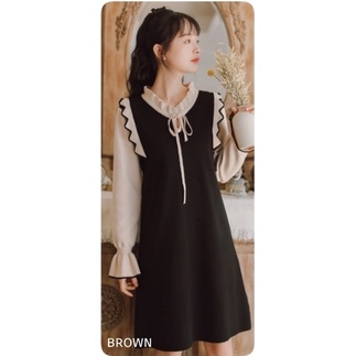 HOPYLOVY -  Marita Midi Dress Wanita Lengan Panjang bahan Rajut Import