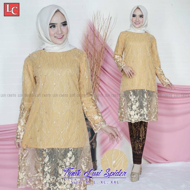 Fanstore -Set kebaya modern tunik lusi spider