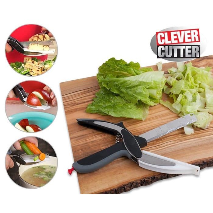 PISAU GUNTING TALENAN MULTIFUNGSI CLEVER CUTTER 2IN1 / MASAK IKAN BUAH SAYUR ORIGINAL VA40