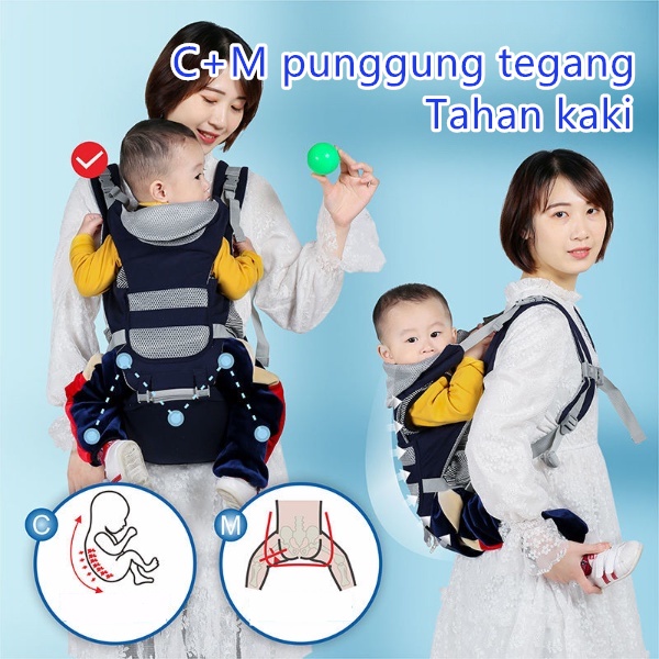 Gendongan Bayi Hipseat 0 - 36 Bulan / Baby Carrier M Shape Original / SSC Ergonomis / Perlengkapan Bayi