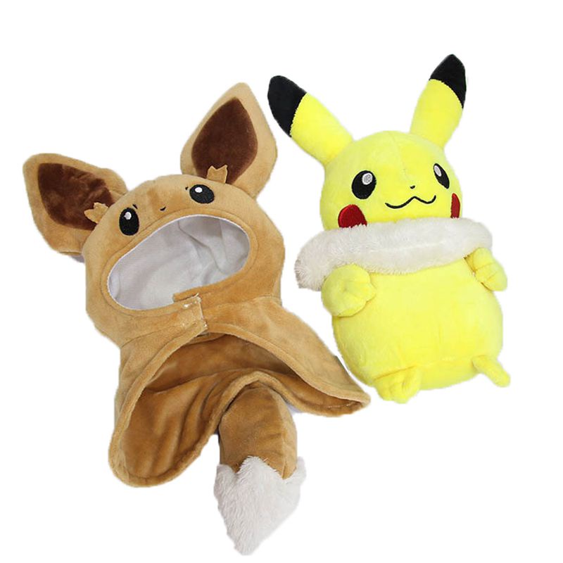 Pokemon Eevee Center Pikachu Ponco Boneka Mewah Figure Boneka Mainan Hadiah Hewan