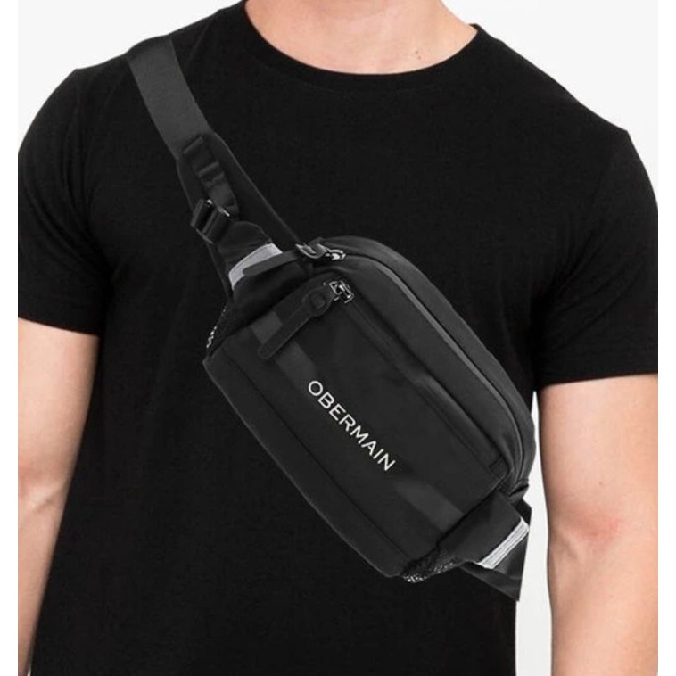 SALE TAS OBERMAIN CASUAL WAIST BAG MAN BLACK NEW ORIGINAL