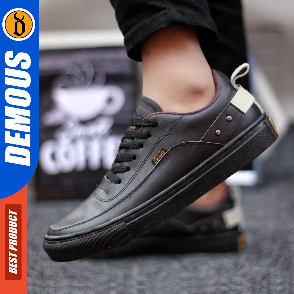 DEMOUS Cyre - Sepatu Sneakers Casual Tali Pria Kulit Asli