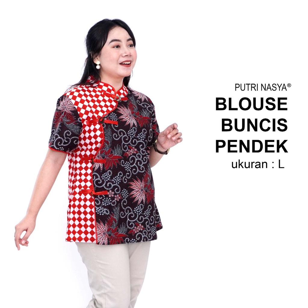 Putri Nasya - Blouse Big Size Batik Atasan Pendek Ukuran M,L,XL,2L,3L,4L,5L,6L,7L