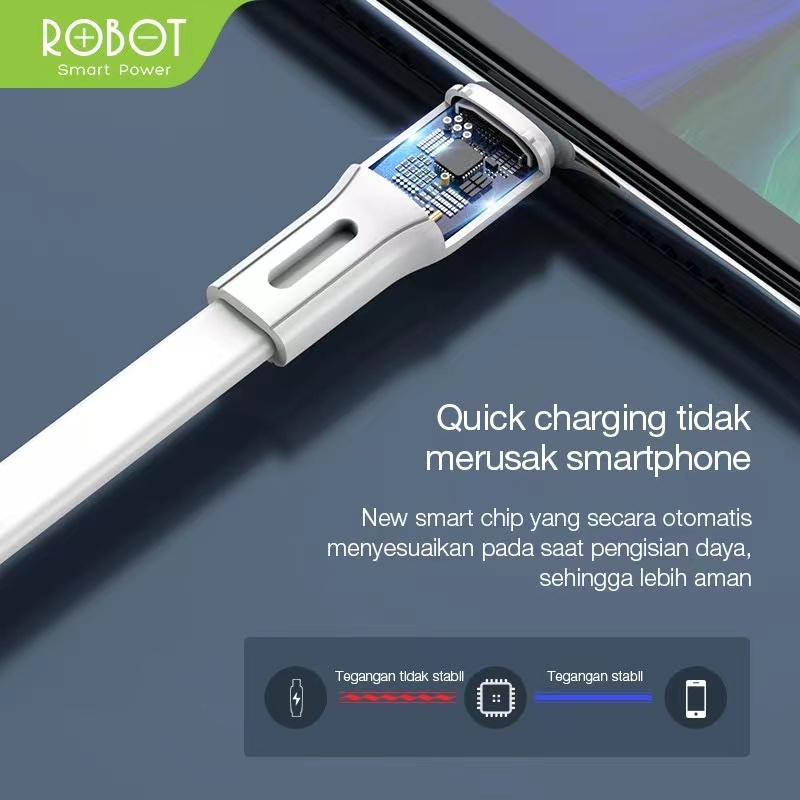 Kabel Data ROBOT Micro USB Type C Lighting 1M Data Cable Original Fast Charging - Garansi Resmi 1 Tahun