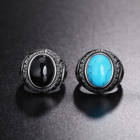 SEUSUK  Cincin Vintage Mewah dengan Batu Turquoise untuk Pria COD