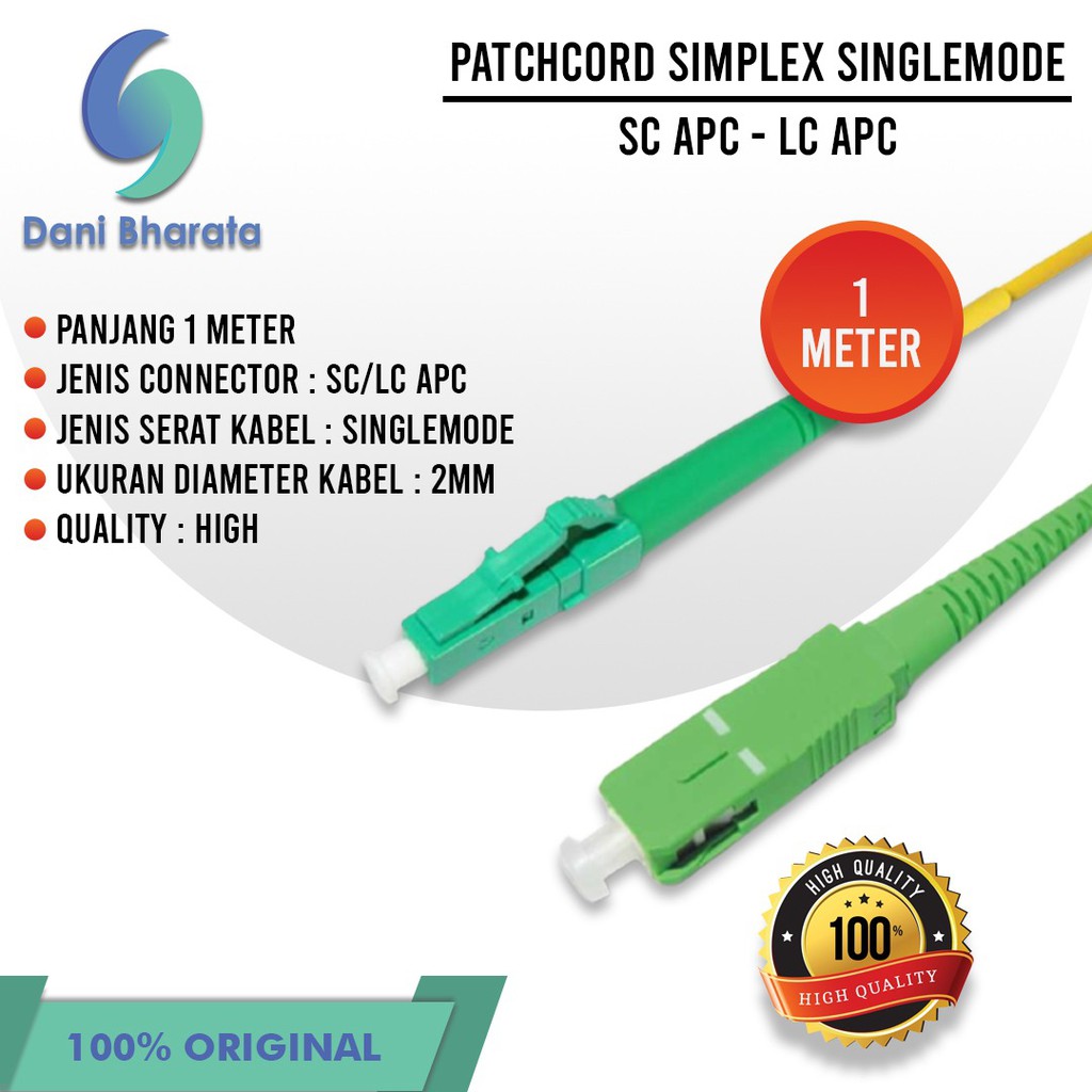 Kabel Patch Cord Patchcord SC-APC to lC-APC Simplex SM 1 Meter