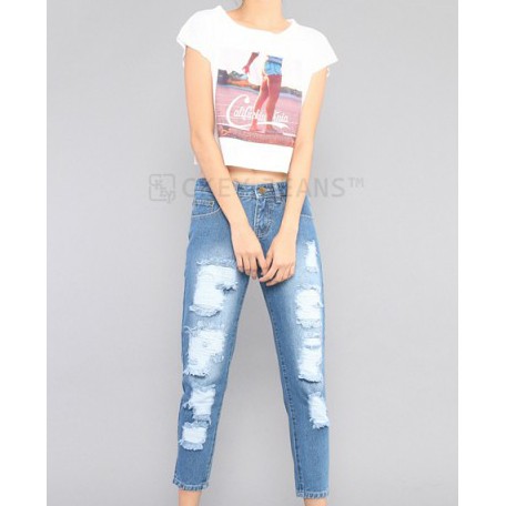 Dijual Celana Jeans Boyfriend Sobek Full Furing CK 815 615   617 Diskon