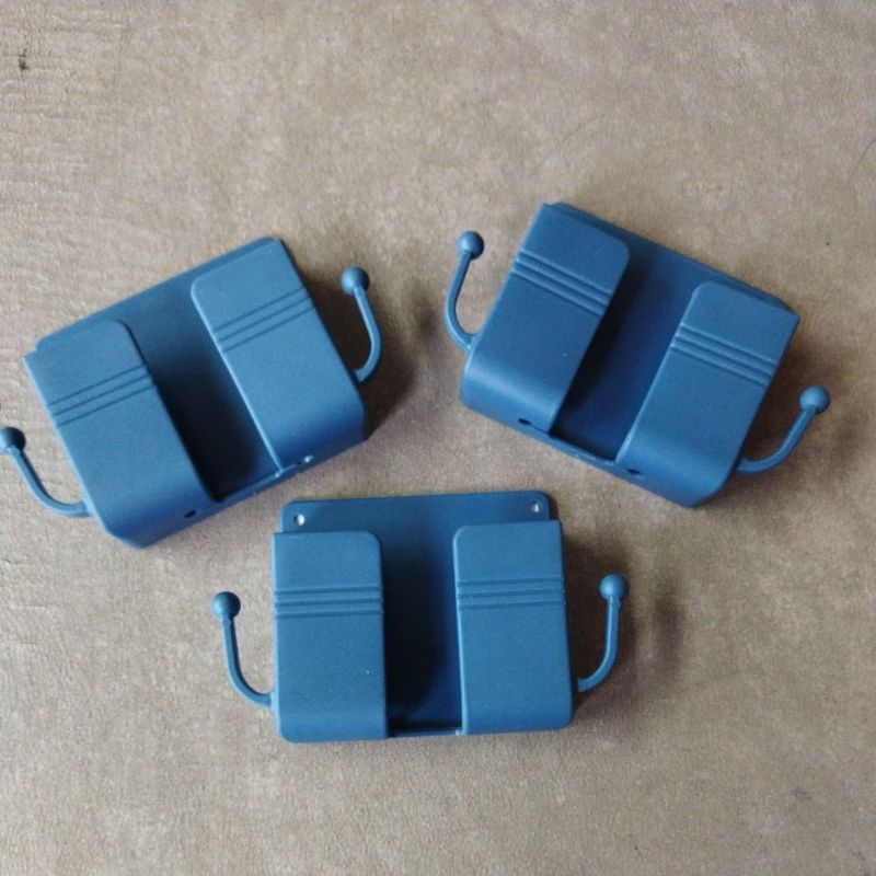 Tempat Charger HP 2 Cantolan Kanan Kiri  Casan HP Dinding Holder HP BIRU