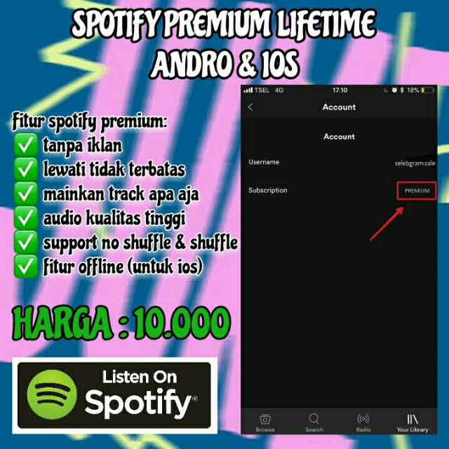 Spotify Premium Lifetime For Ios Shopee Indonesia