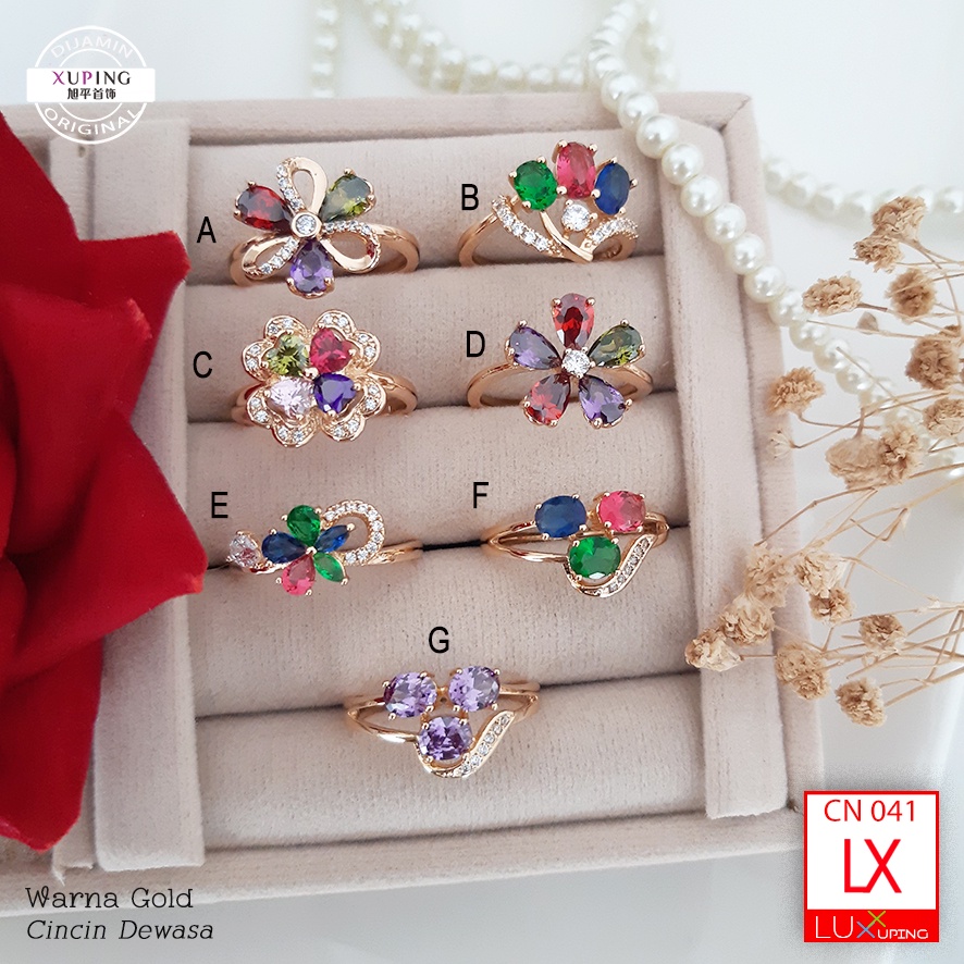 CN 041 Cincin Xuping Asli Premium Quality Permata Warna Perhiasan Lapis Emas Luxx Xuping