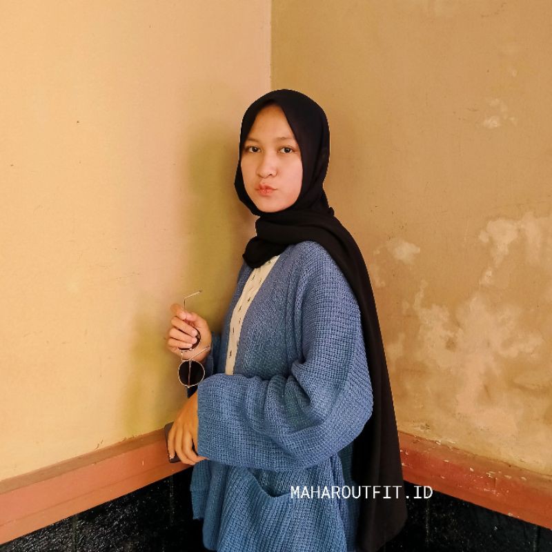 CARDIGAN RAJUT TEBAL OVERSIZE / BEST SELLER!!-Denim