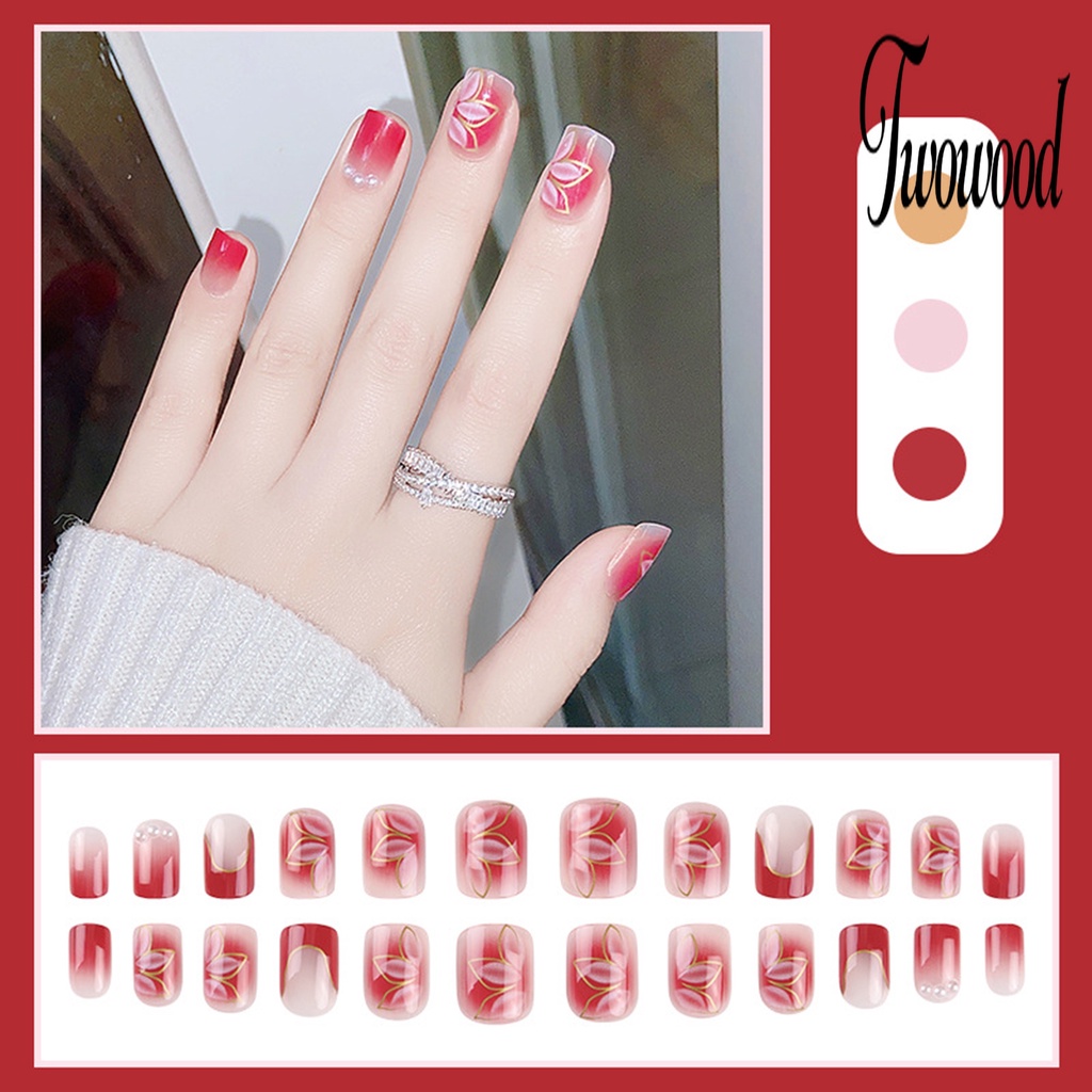 Twowood 1 Set Kuku Palsu Bahan ABS Anti Pudar Untuk Nail Art DIY