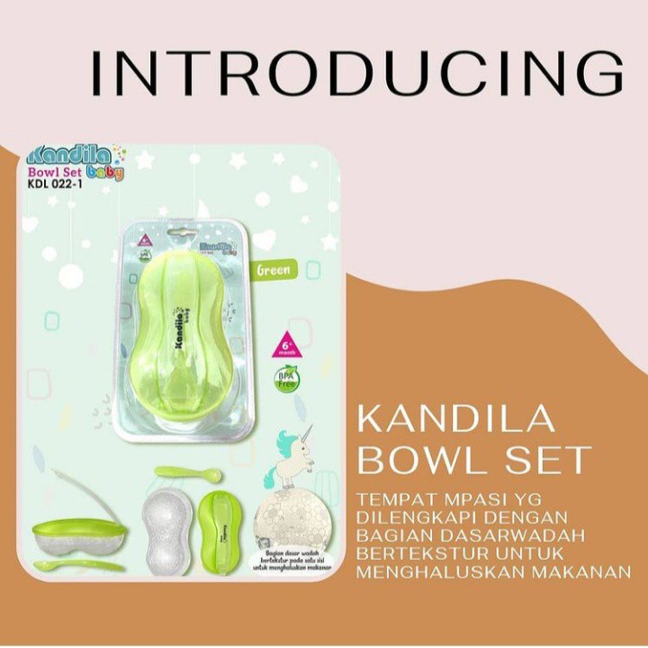 Kandila Bowl With Spoon Set / mangkok bayi/ sendok garpu/ alat makan bayi/ perlengkapan makan kdl022-1