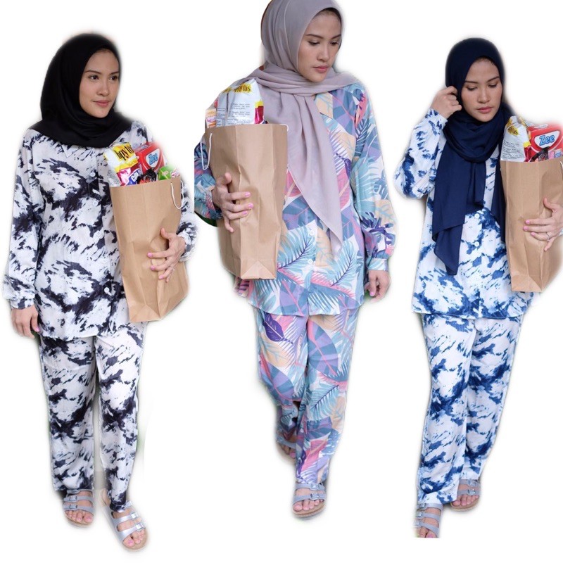 ONE SET SETCEL PAJAMAS SETELAN ATASAN CELANA BAHAN RAYON ADEM PREMIUM