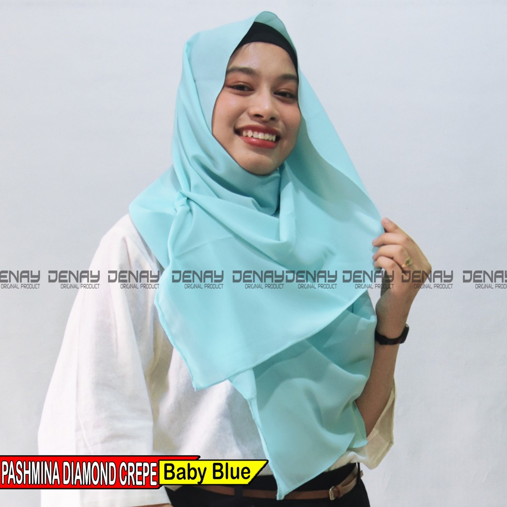 TOKODENAY - Hijab Pashmina Diamond Crepe - (200 X 75) Jahit Tepi Pashmina Jilbab Polos